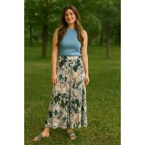 Artistic Feminine boho chic Multicolor long Maxi  Skirt  vacation garden Size M